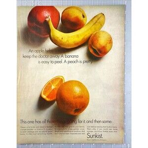 Sunkist "Each piece of fruit is inspected before becoming Sunkist" Print Ad 1967